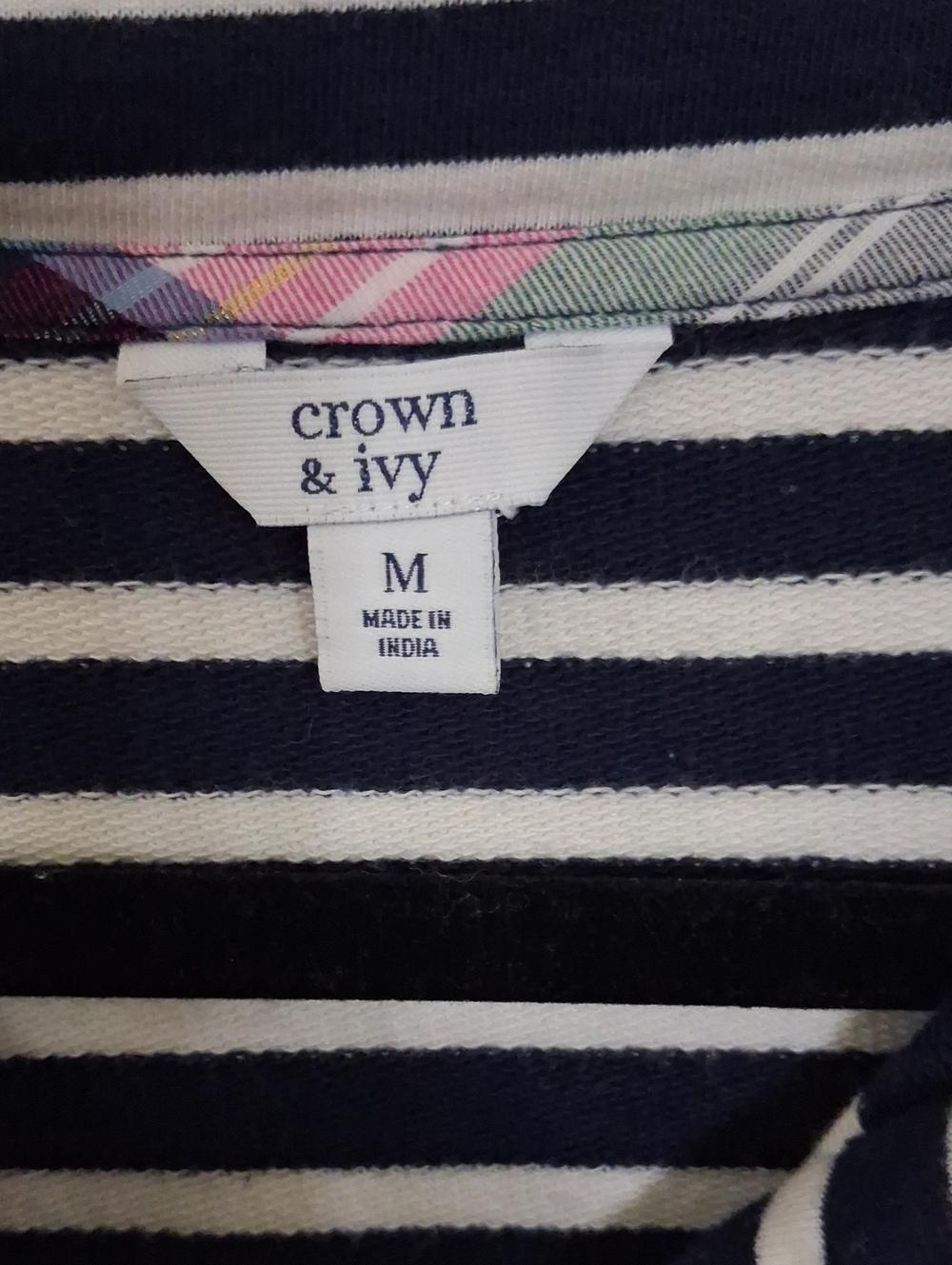 crown & ivy Navy and White Striped Tee